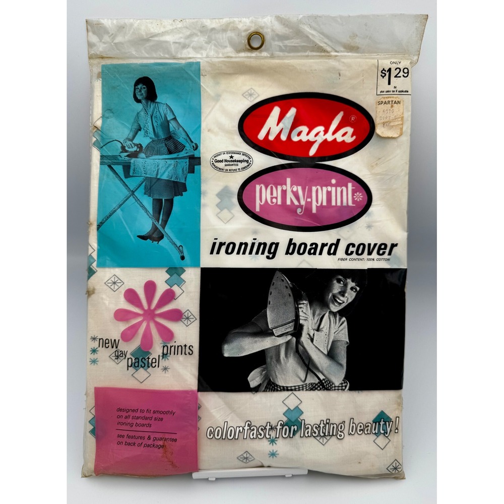 Vintage 1965 Magla Perky-Print Ironing Board Cover New Sealed Mid-Century NOS